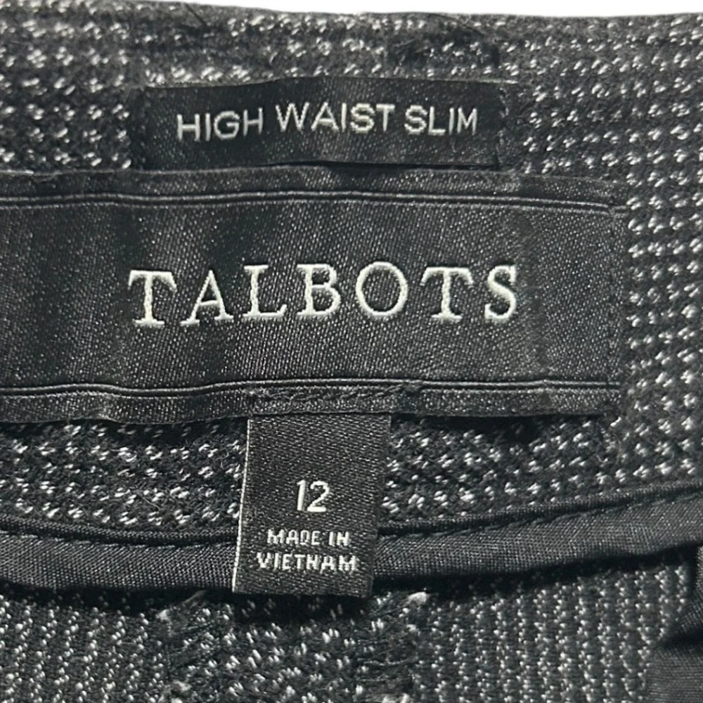 Talbots Women High Waist Slim Pants‎ 12 Micro Check Office Minimalist Tailored